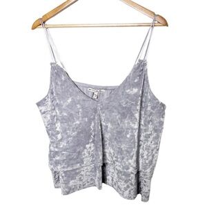 New with tag Express Women's Velvet Grey Silver Ruffle Spaghetti Strap Crop Top